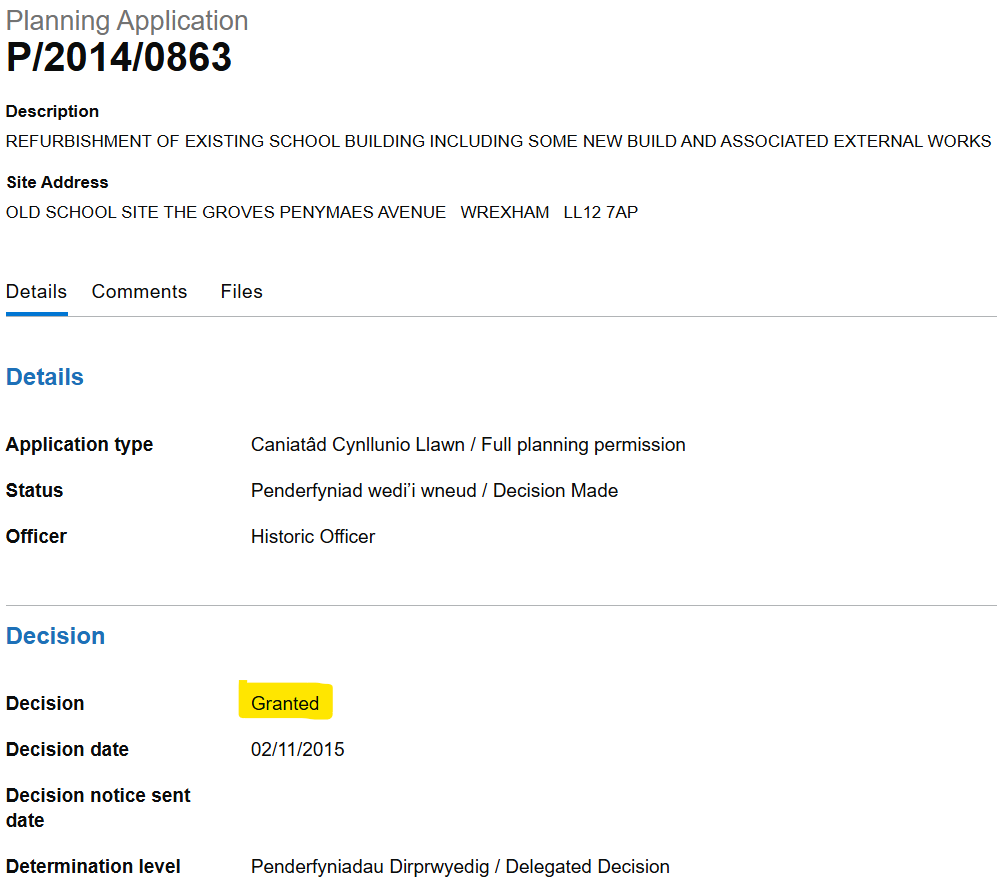 P/2014/0863 Groves 2014 Application Granted
